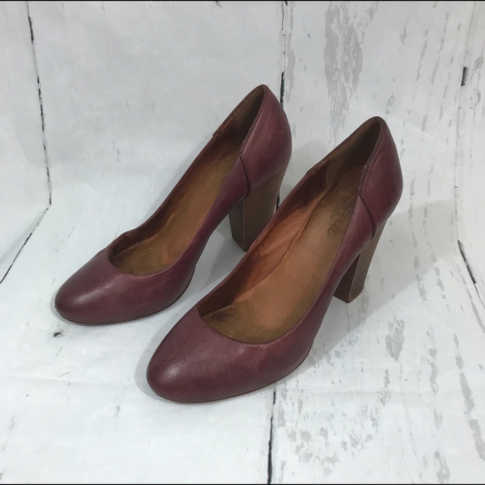 💙💙 MADEWELL FRANKIE PUMP BURGUNDY LEATHER HEELS